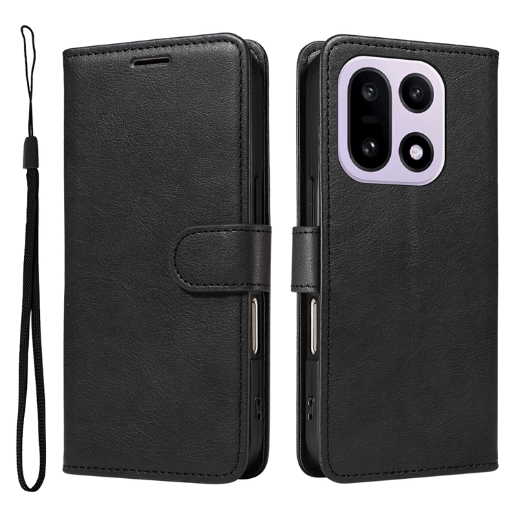 OnePlus 15 5G Plånboksfodral Solid Färg Konstläder (Svart) | 2353 | AlltMobil