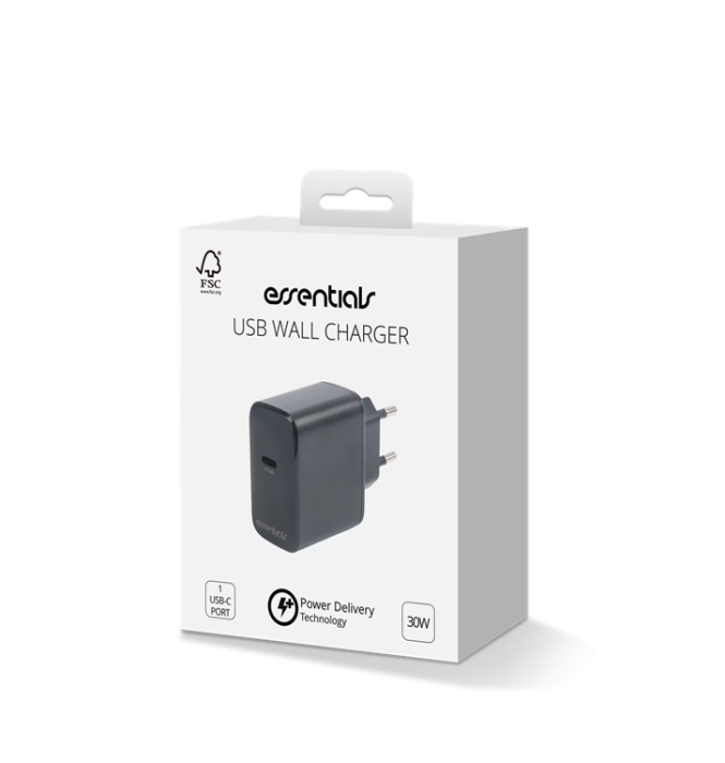UTGATT1 - Essentials Väggladdare USB-C PD 30W - Svart