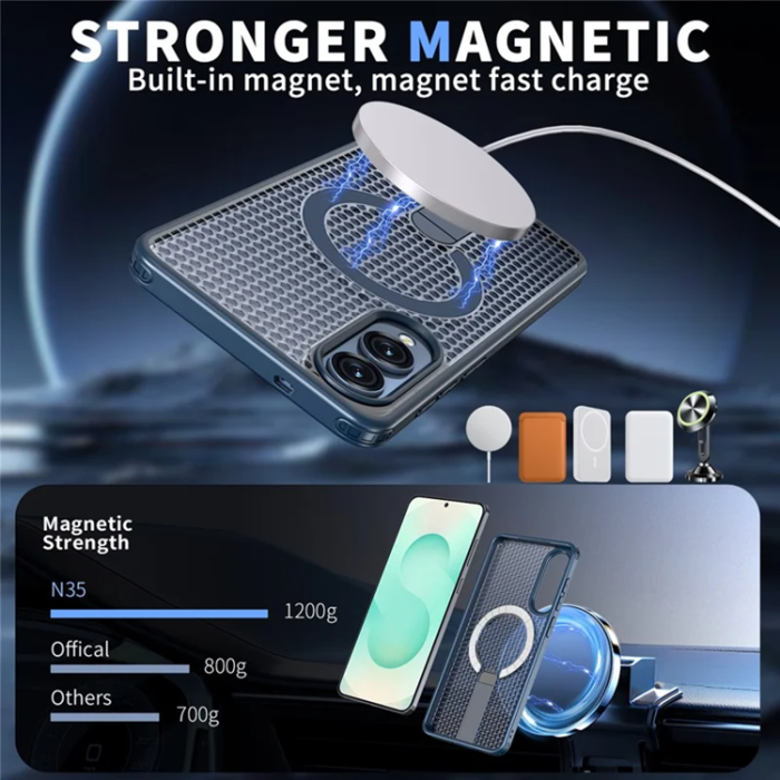 A-One Brand - Mobilskal till Galaxy S25 Edge Magsafe Grid Texture