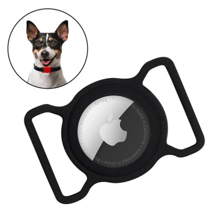 OEM - Silikon AirTag hållare halsband till hund & katt - Svart