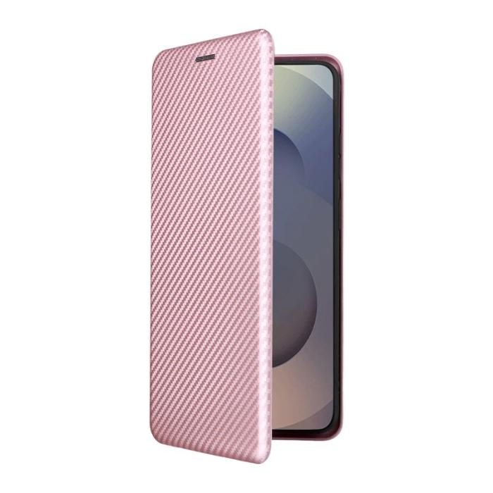 OEM - Mobilskal till Samsung Galaxy S26 Ultra Kolfiber Stöttåligt Konstläder Roséguld