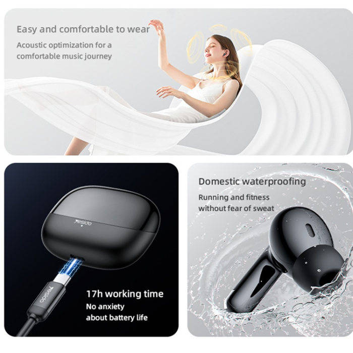Yesido - YESIDO TWS Trådlösa Bluetooth 5.3 Hörlurar In-ear TWS26 - Svart
