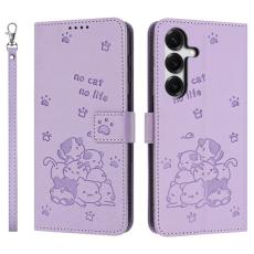 OEM - Pl&aring;nboksfodral f&ouml;r Samsung Galaxy S26 Konstl&auml;der med rem - Lila