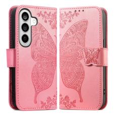 OEM - Pl&aring;nboksfodral f&ouml;r Samsung Galaxy S26 Konstl&auml;der med rem - Rosa