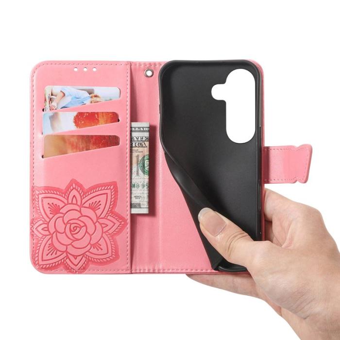 OEM - Plånboksfodral för Samsung Galaxy S26 Konstläder med rem - Rosa