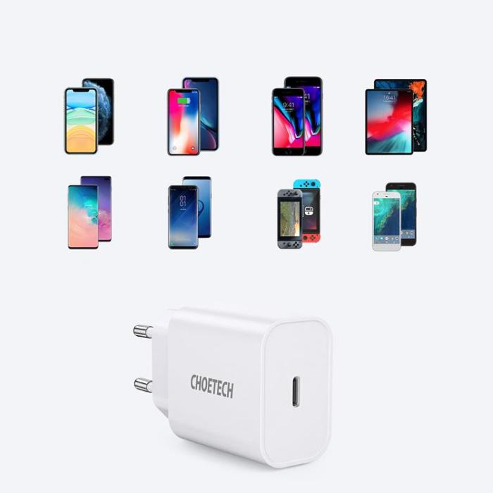 Choetech - Choetech Väggladdare 20W USB-C - Vit