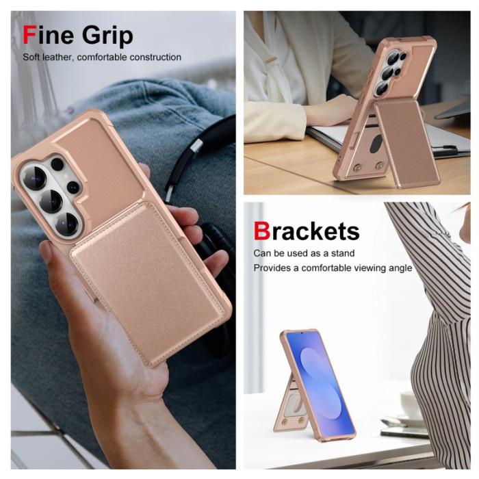 OEM - Mobilfodral för Samsung Galaxy S26 Ultra Kickstand Kortfack - Roséguld