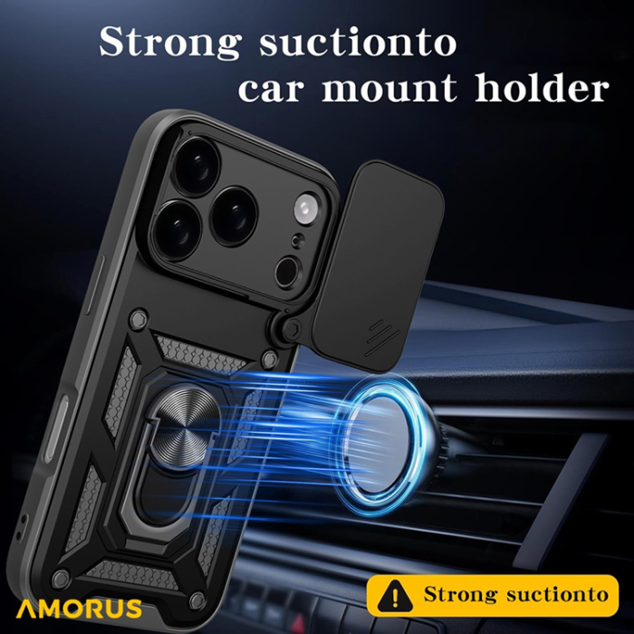 Amorus - AMORUS iPhone 17 Pro Mobilskal Med Kameralinsreglage - Guld