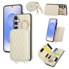 OEM - Mobilfodral f&ouml;r Samsung Galaxy S26 Konstl&auml;der med kortfack - Beige