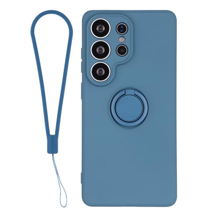 OEM - Mobilskal för Samsung Galaxy S26 Ultra Silikon med Ring Kickstand - Mörkblå