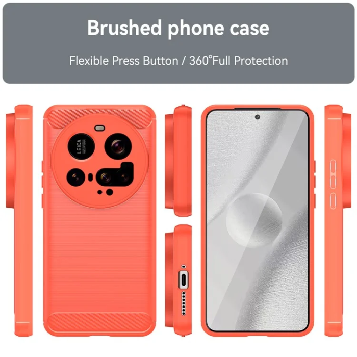 A-One Brand - Xiaomi 15 Ultra Mobilskal Carbon Fiber Texture Brushed - Röd