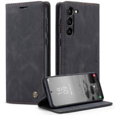 Caseme - CASEME 013 Series Samsung Galaxy S23 Pl&aring;nboksfodral Konstl&auml;der Svart