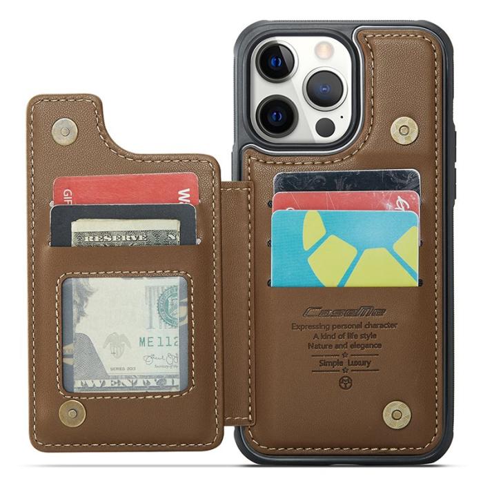 Caseme - CASEME C22 iPhone 12 Pro Max Fodral Konstläder RFID-Skydd Brun