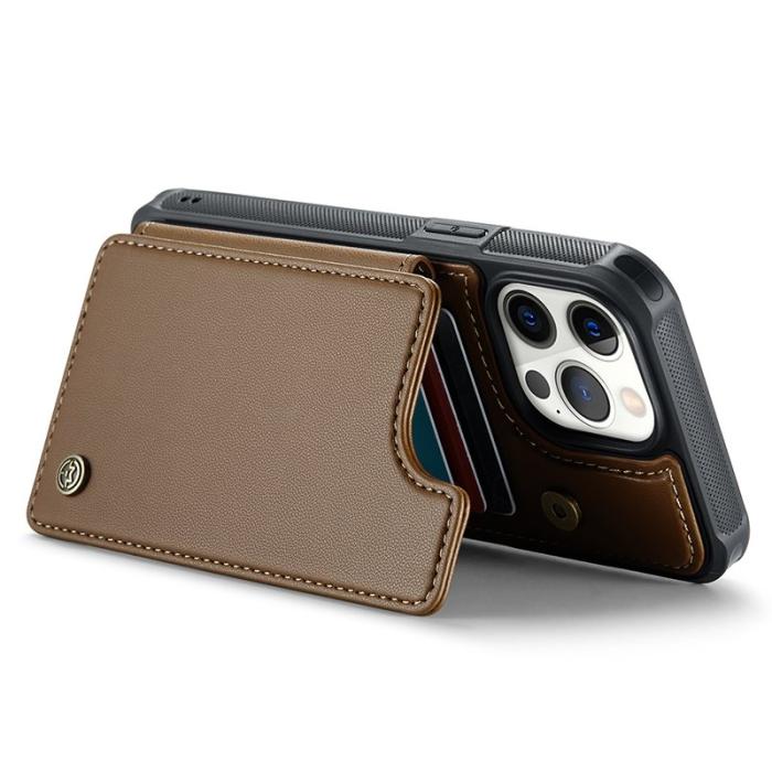 Caseme - CASEME C22 iPhone 12 Pro Max Fodral Konstläder RFID-Skydd Brun
