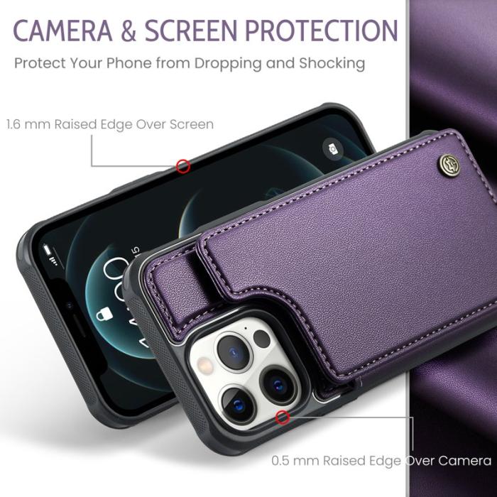 Caseme - CASEME C22 Mobilskal till iPhone 12 Pro Max Läder med RFID - Lila