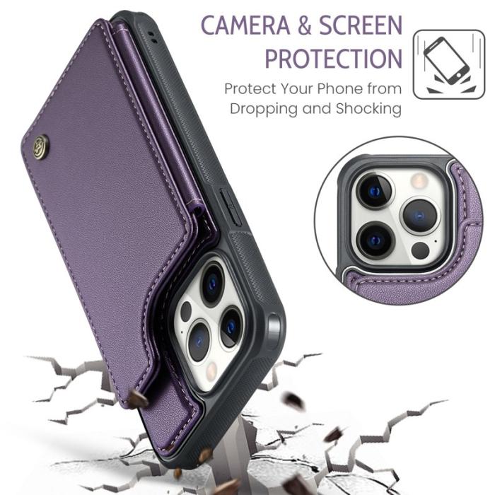 Caseme - CASEME C22 Mobilskal till iPhone 12 Pro Max Läder med RFID - Lila