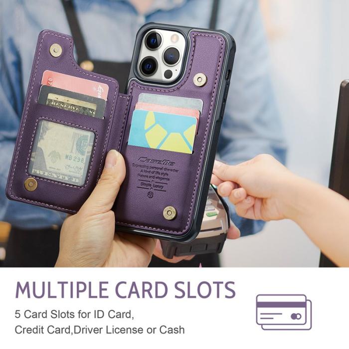 Caseme - CASEME C22 Mobilskal till iPhone 12 Pro Max Läder med RFID - Lila