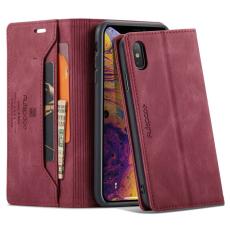 AUTSPACE - AUTSPACE A01 iPhone X/XS Pl&aring;nboksfodral Konstl&auml;der - RFID Blocker - R&ouml;d