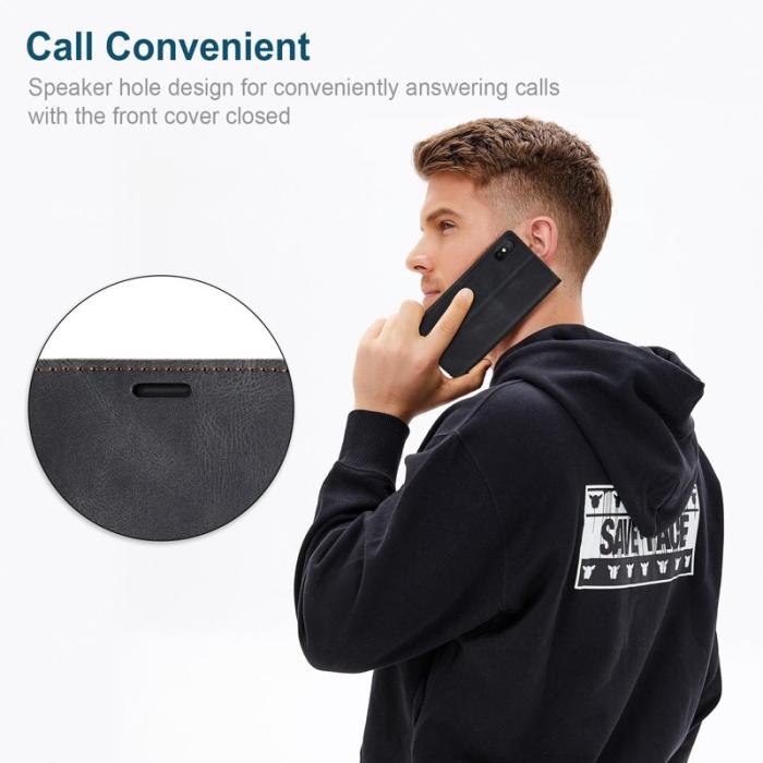 AUTSPACE - AUTSPACE A01 iPhone X/XS Plånboksfodral Konstläder - Svart