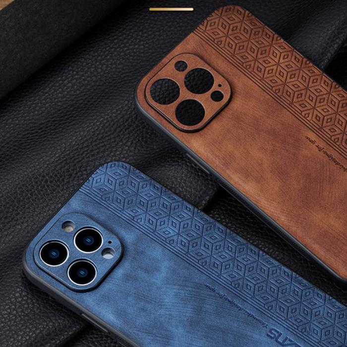 AZNS - AZNS iPhone 16 Pro Fodral Skyddande KonstLäder - Blå