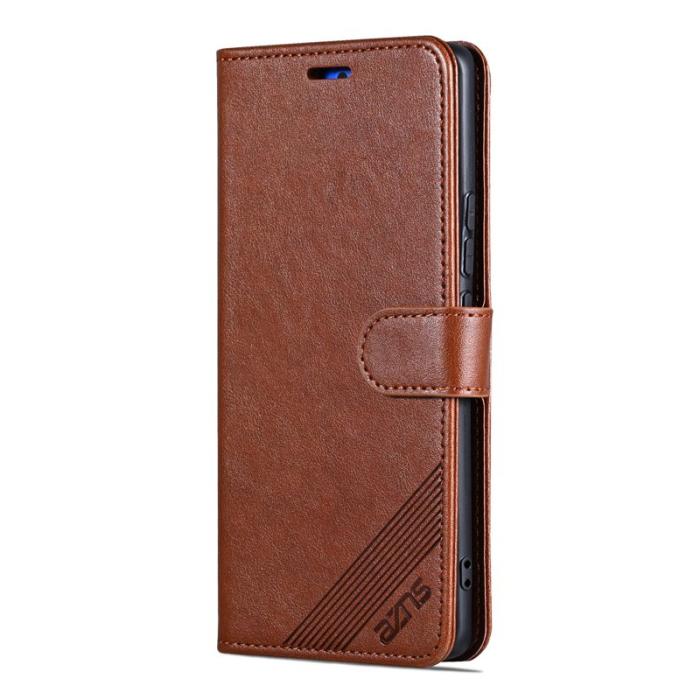AZNS - AZNS Samsung Galaxy S25 Plånboksfodral Anti-Scratch Konstläder - Brun