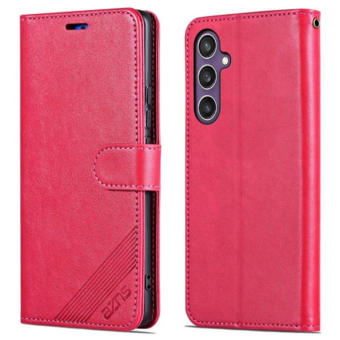 AZNS - AZNS Samsung Galaxy S25 Plånboksfodral Anti-Scratch Konstläder - Röd