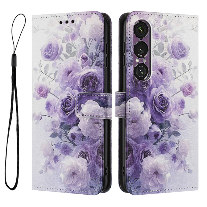 A-One Brand - Sony Xperia 1 VII Plånboksfodral Pattern Printing - Lila Rose