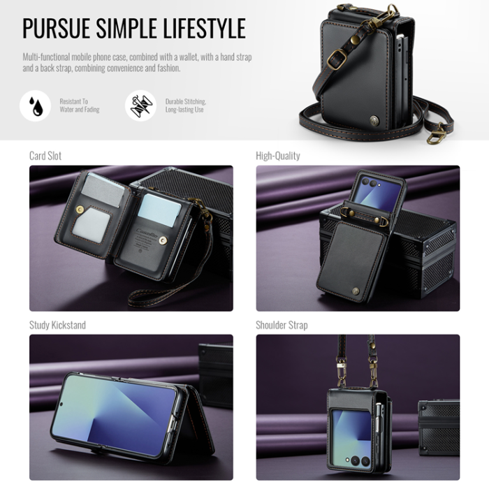 Caseme - CASEME Galaxy Z Flip 7 Plånboksfodral RFID Blocking C22 - Svart