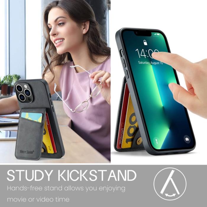 FIERRE SHANN - FIERRE SHANN för iPhone 13 Pro Fodral KonstLäder - Svart