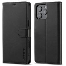 LC.imeeke - LC.IMEEKE iPhone 16 Pro Pl&aring;nboksfodral Konstl&auml;der - Svart