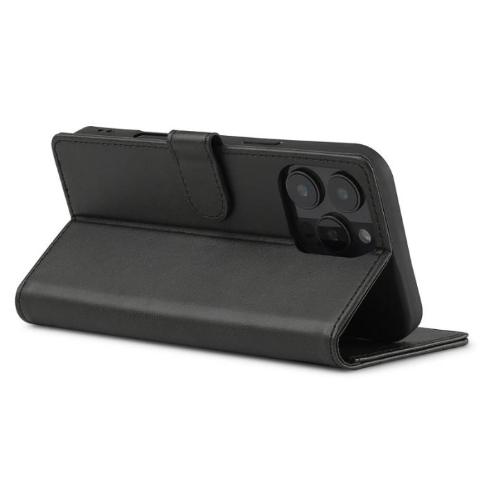 LC.imeeke - LC.IMEEKE iPhone 16 Pro Plånboksfodral Konstläder - Svart