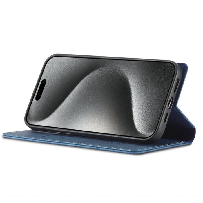 LC.imeeke - LC.IMEEKE iPhone 16 Pro Plånboksfodral Konstläder- Blå