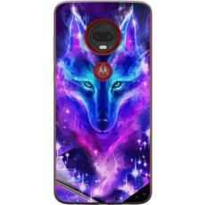 iSecrets - Genomskinligt Skal kompatibel med Motorola Moto G7 Plus med Neon Varg