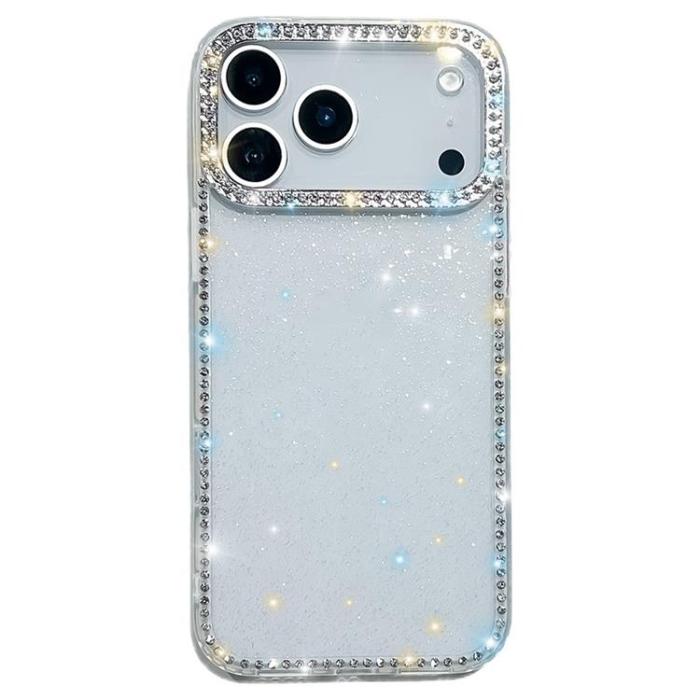 A-One Brand - iPhone 17 Pro Mobilskal Rhinestone Edge -Glitter Vit