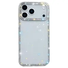 A-One Brand - iPhone 17 Pro Mobilskal Rhinestone Edge -Glitter Transparent