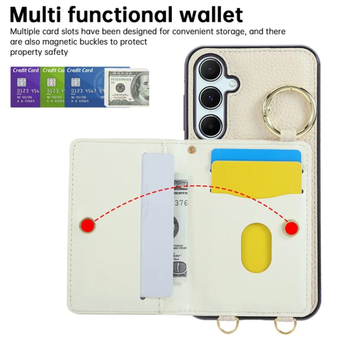 A-One Brand - Galaxy S25/S24 Mobilskal Korthållare Kickstand Rhombus - Beige