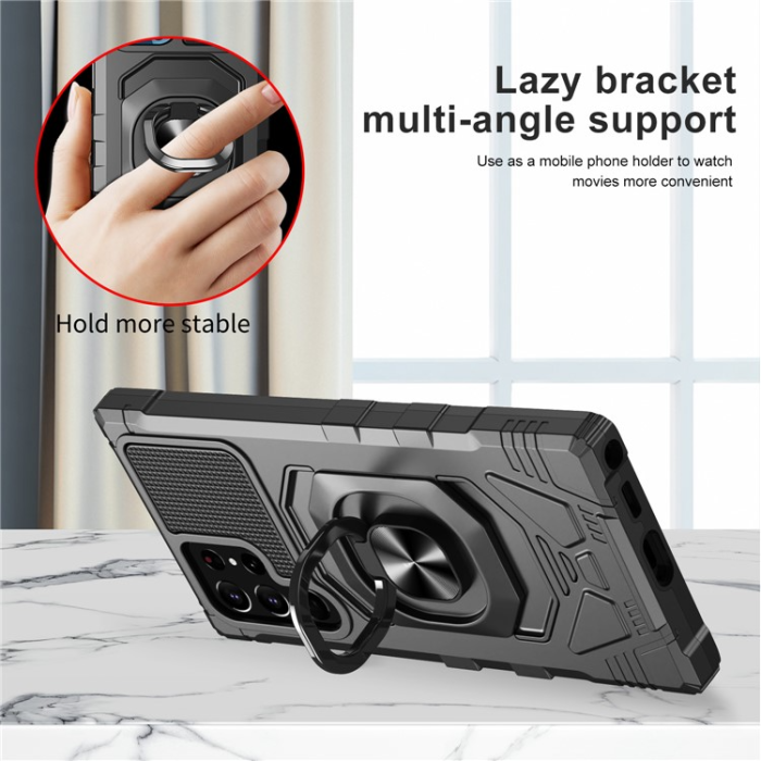 OEM - Galaxy S23 Ultra Skal Ringhållare Kickstand Anti-Fall - Svart