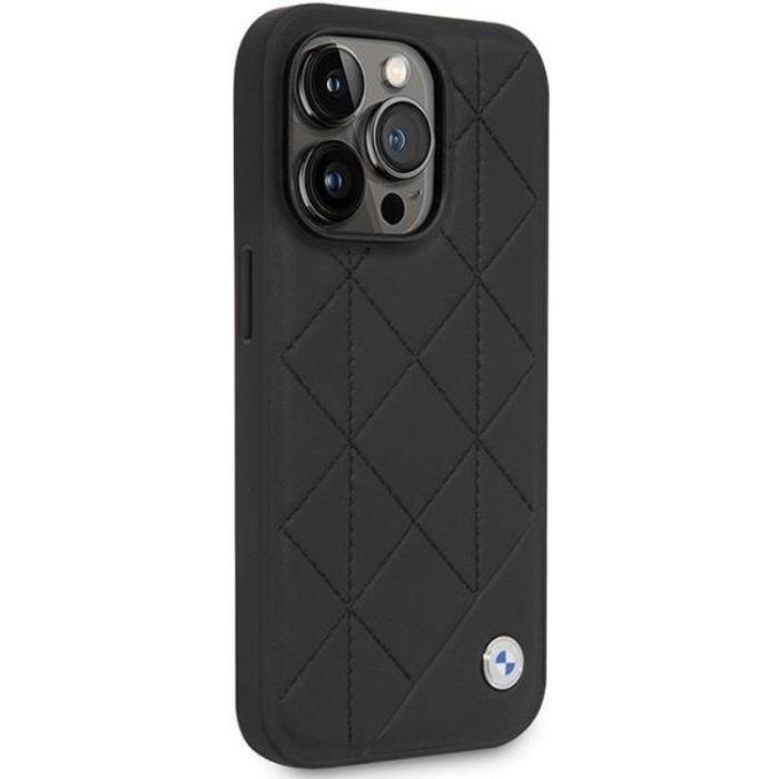 BMW - BMW iPhone 14 Pro Mobilskal Läder Quilted- Svart