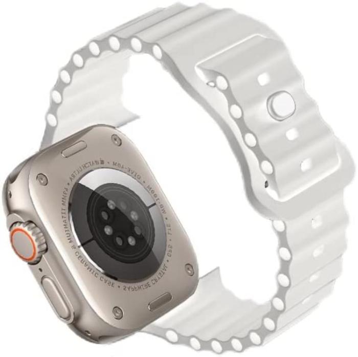 A-One Brand - Apple Watch 4/5/6/7/8/SE/Ultra (49/45/44/42mm) Silikon Ocean Band - Vit