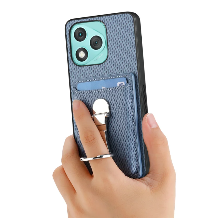 A-One Brand - Honor 400 Lite Mobilskal Korthållare Carbon Fiber - Blå