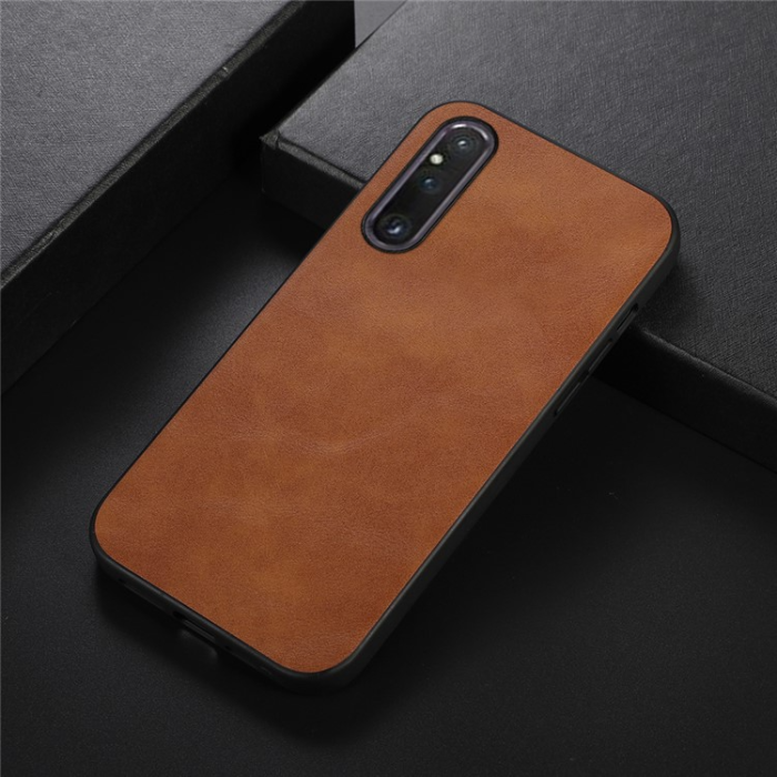 OEM - Sony Xperia 1 V Mobilskal Cowhide Texture - Brun