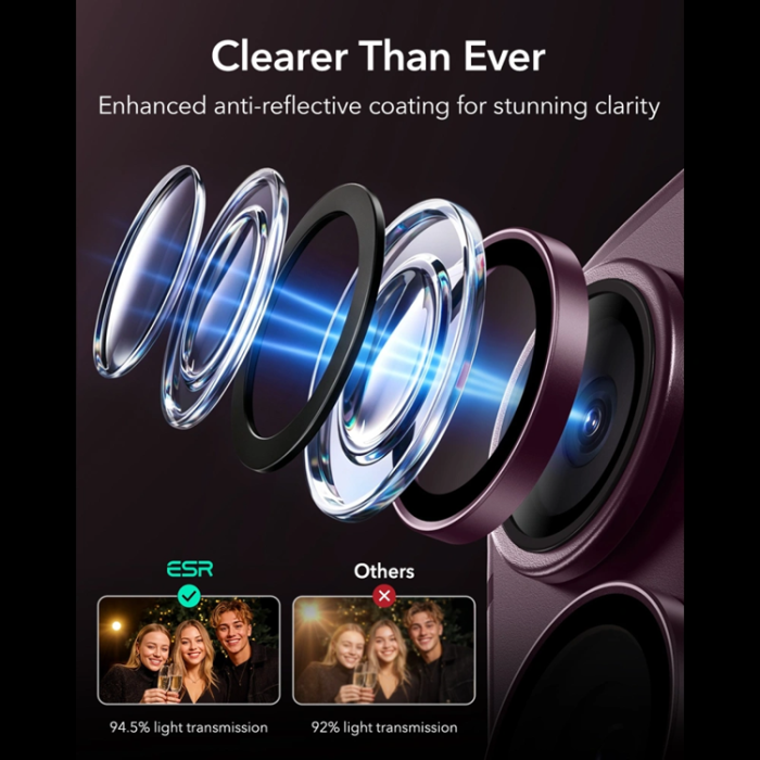 Tech-Protect - ESR Härdat Glas Kameraskydd för iPhone 18 Pro/18 Pro Max Armorite