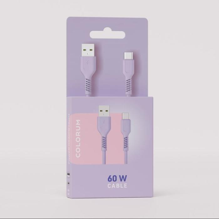 Colorum - Colorum USB-A till USB-C Kabel 1.8m 3A - Lavendel