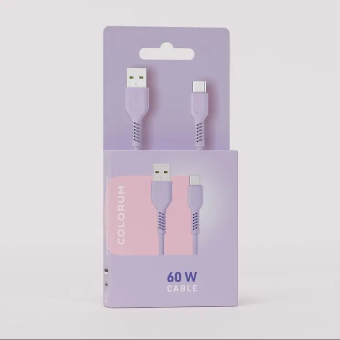Colorum - Colorum USB-A till USB-C Kabel 1.8m 3A - Lavendel