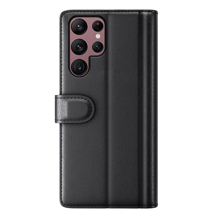 A-One Brand - Galaxy S23 Ultra Plånboksfodral Äkta Läder - Svart
