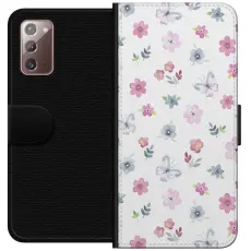 Gustaf - Pl&aring;nboksfodral till Samsung Galaxy Note20 med Blommor och fj&auml;rillar