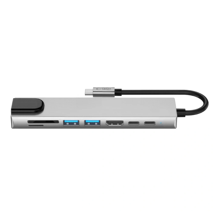 Tech-Protect - Tech-Protect USB Hubbar HDMI 4k PD100W RJ45 1000MB/S - Rymdgrå