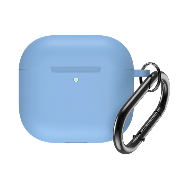 OEM - Airpods 4 Skal Silikon med Carabiner - Ljusblå