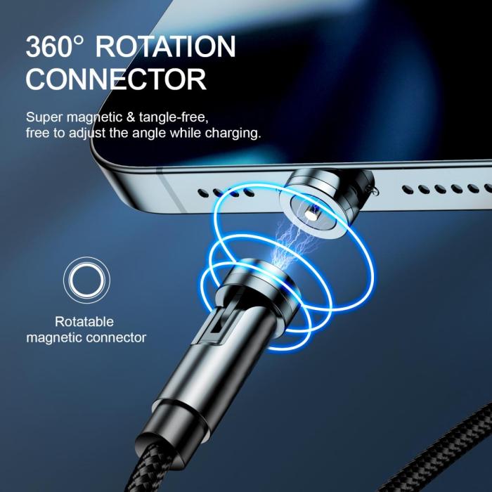 UTGATT - Joyroom 3in1 360° Magnetkabel Lightning, USB-C, Micro-USB, 2.4A 1.2m