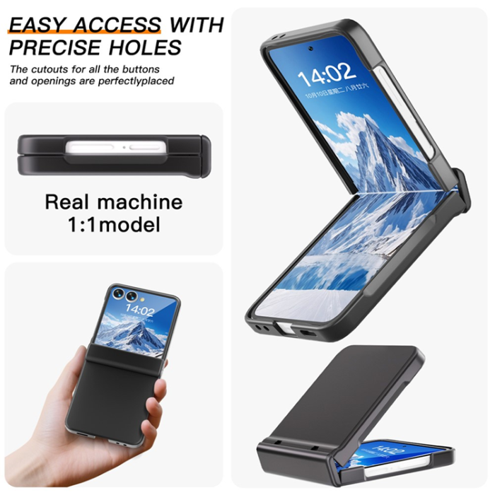 A-One Brand - Galaxy Z Flip7 Mobilskal Hinge Protection Kickstand - Svart